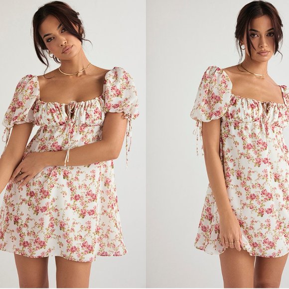 HOUSE OF CB 'Princess' Rose Print Mini Dress NWOT - Picture 6 of 8